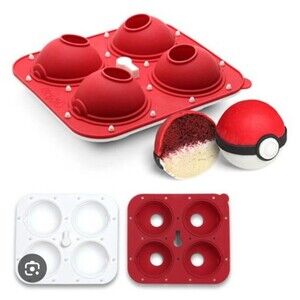 Pokemon Poke Ball 3D Silicone Cupcake Baking Pan Sphere Cake Mold ThinkGeek 2016